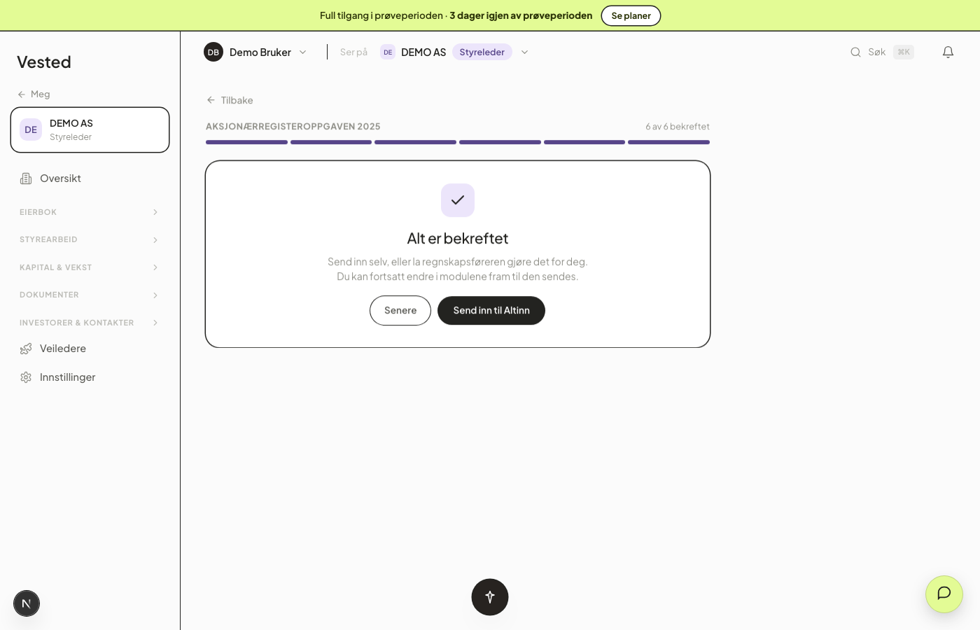 Alt bekreftet